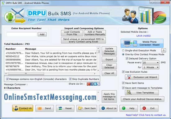 Online Android Text Messaging software
